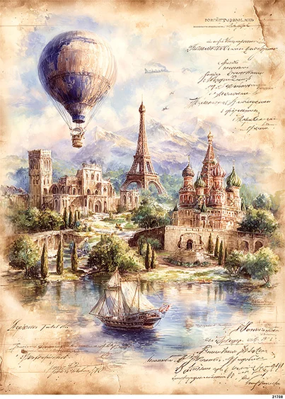 CN21708 papier ryżowy ZABYTKI PARYŻA I MOSKWY