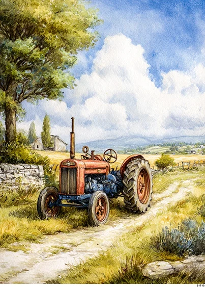 CN21713 papier ryżowy TRAKTOR NA WIEJSKIEJ DRODZE