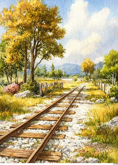 CN21729 papier ryżowy STARE TORY KOLEJOWE