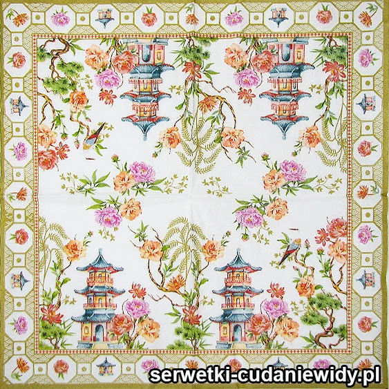 4103 PAGODA W KWIATACH serwetki pojedyncze