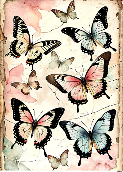 CN000946- papier ryżowy KARTKA Z MOTYLAMI