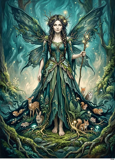 CN22559 papier ryżowy  WRÓŻKA I LEŚNE ZWIERZĘTA
