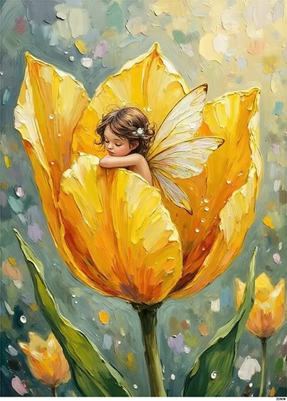 CN22506 papier ryżowy WRÓŻKA W TULIPANIE