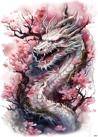CN22463 papier ryżowy BIAŁY SMOK SAKURA