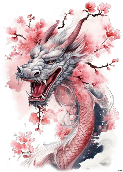 CN22464 papier ryżowy JAPOŃSKI SMOK SAKURA