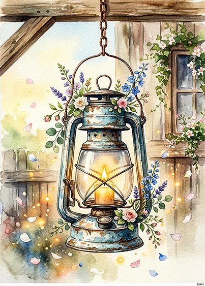 CN22913 papier ryżowy LAMPA ZE ŚWIECĄ