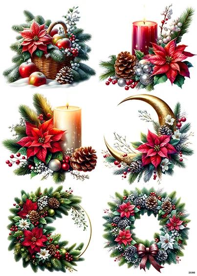 CN23393 papier ryżowy STROIK Z POINSETIĄ