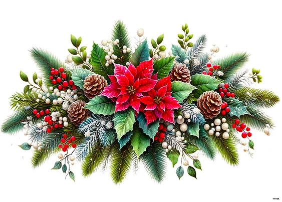 CN23395 papier ryżowy STROIK Z POINSETIĄ