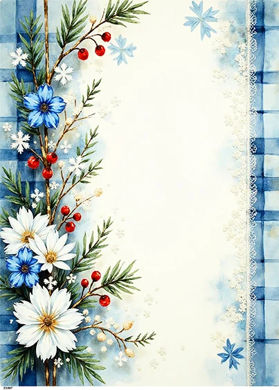 CN23397 papier ryżowy ZIMOWA RAMKA