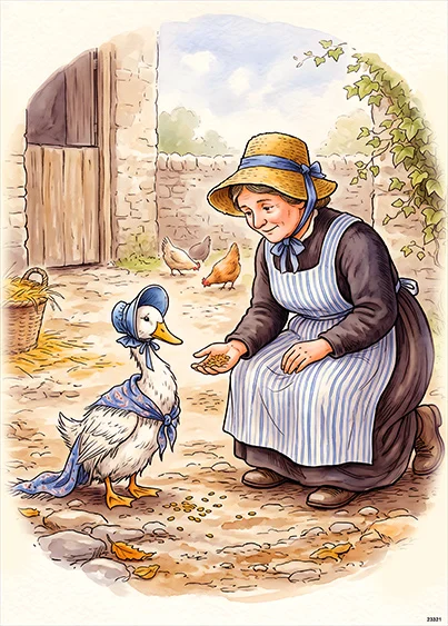 CN23321 papier ryżowy NA KANWIE BAJEK-BABCIA Z GĄSKĄ