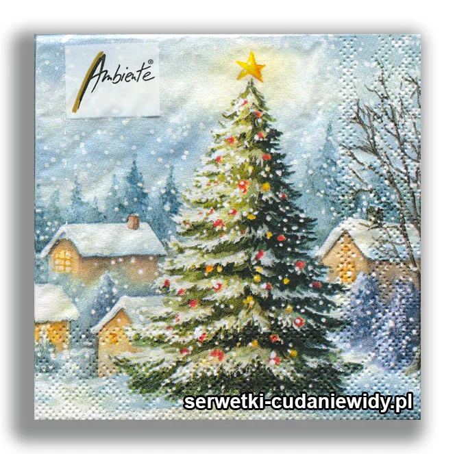 3088PACZKA choinka w śniegu SERWETKI PACZKA 20 szt.