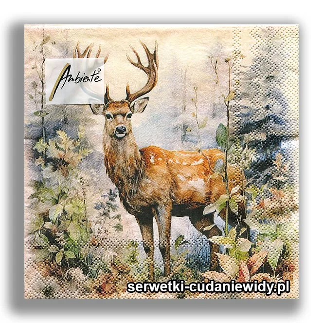 5328PACZKA jeleń w lesie SERWETKI PACZKA 20 szt