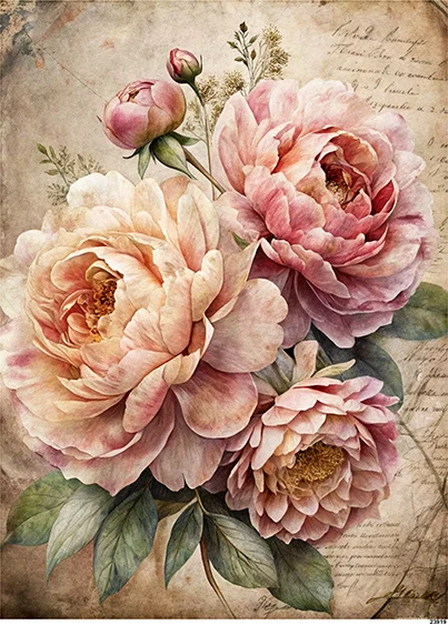 CN23919 papier ryżowy PIWONIE