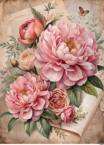 CN23933 papier ryżowy PIWONIE