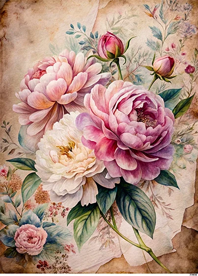 CN23936 papier ryżowy PIWONIE