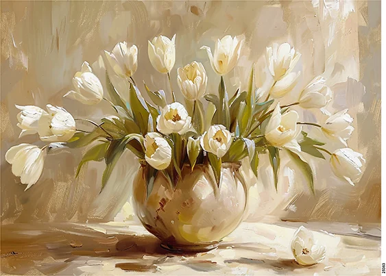 CN25363 papier ryżowy TULIPANY W WAZONIE