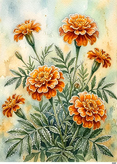CN25387 papier ryżowy POMARAŃCZOWE AKSAMITKI