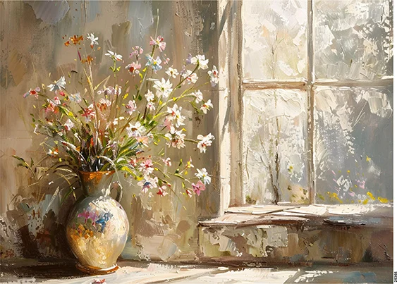 CN25365 papier ryżowy POLNY BUKIET Z OKNEM