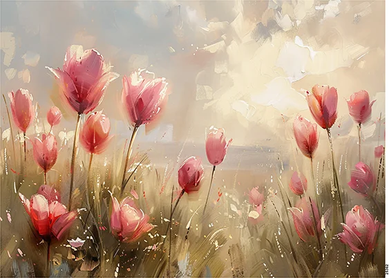 CN25362 papier ryżowy RÓŻOWE TULIPANY