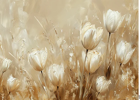 CN25359 papier ryżowy BIAŁE TULIPANY
