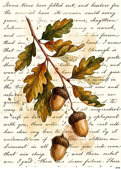 CN24758 papier ryżowy DĘBOWA GAŁĄZKA