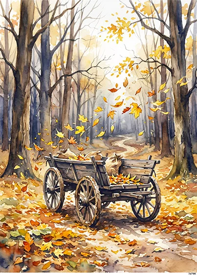 CN24795 papier ryżowy WÓZ W LESIE