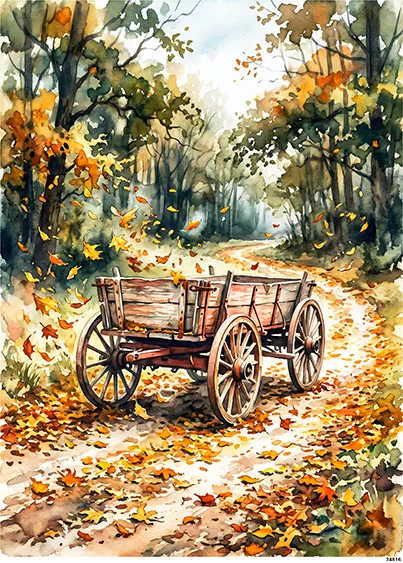 CN24816 papier ryżowy WÓZ NA LEŚNEJ DRODZE