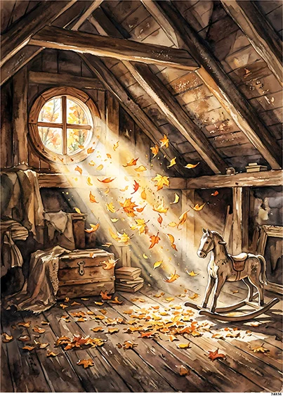 CN24836 papier ryżowy OKNO PODDASZE KONIK