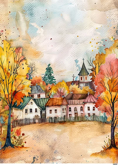 CN24922 papier ryżowy MAŁE MIASTECZKO