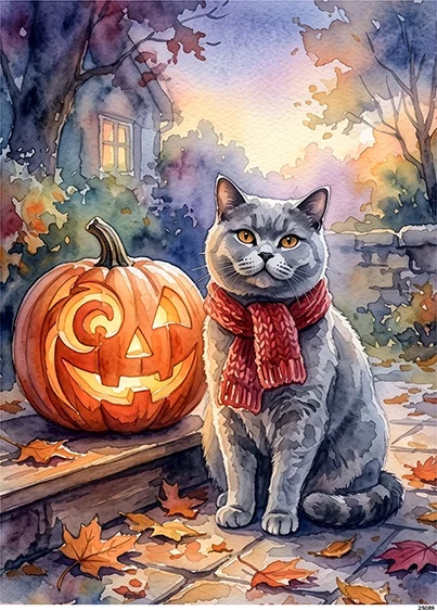 CN25089 papier ryżowy KOT I HALLOWEEN