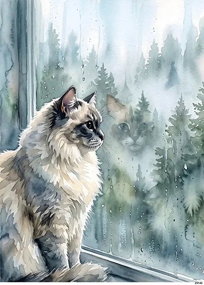 CN25142 papier ryżowy RAGDOLL W DESZCZOWY DZIEŃ