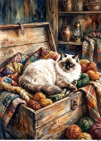 CN25137 papier ryżowy RAGDOLL W SKRZYNI WŁÓCZKI
