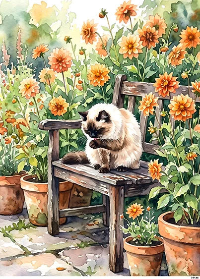 CN25144 papier ryżowy RAGDOLL NA ŁAWCE