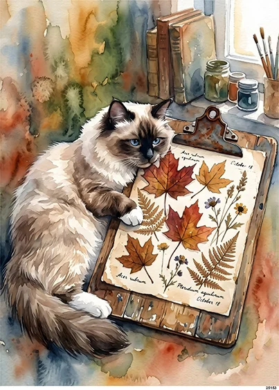 CN25153 papier ryżowy RAGDOLL I RYCINA W LIŚCIE
