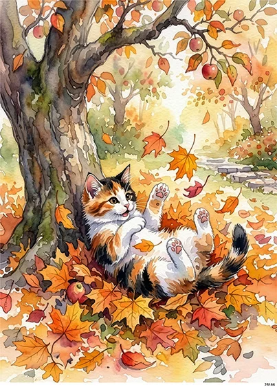 CN25186 papier ryżowy KOCIAK JESIENNY