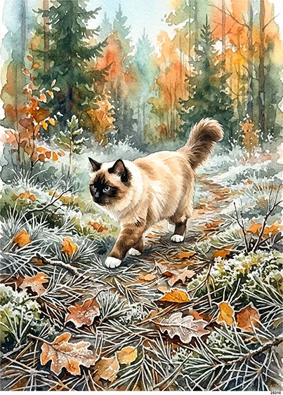 CN25310 papier ryżowy KOT RAGDOLL W LESIE