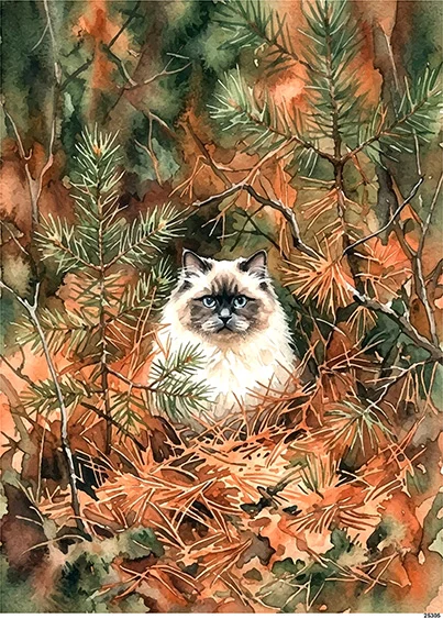 CN25305 papier ryżowy RAGDOLL W CHOINKACH