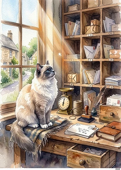 CN25320 papier ryżowy KOT RAGDOLL NA STAREJ POCZCIE