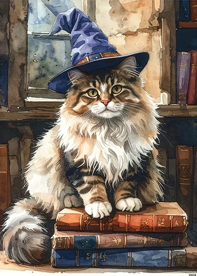 CN25324 papier ryżowy KOT SYBERYJSKI W HOGWARCIE