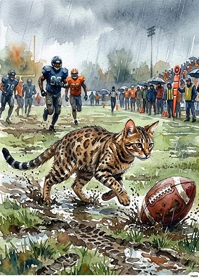 CN25405 papier ryżowy KOT BENGALSKI I RUGBY