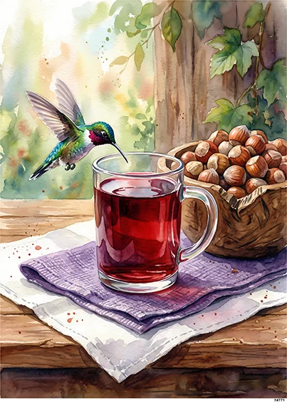 CN24771 papier ryżowy KOLIBER I SZKLANKA HERBATY