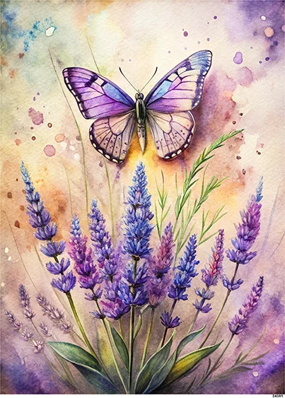 CN24391 papier ryżowy LAWENDA I MOTYL