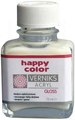 HCL09532 Werniks akrylowy GLOSS, 75 ml, przezroczysty, Happy Color
