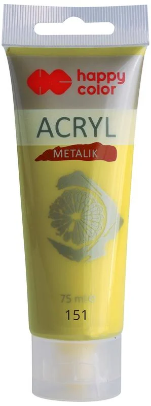 HCL001123 Farba akrylowa 75 ml, zielone złoto, metaliczna, Happy Color