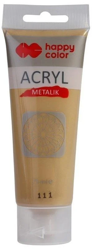 HCL001161 Farba akrylowa 75 ml, czyste złoto metalik, Happy Color