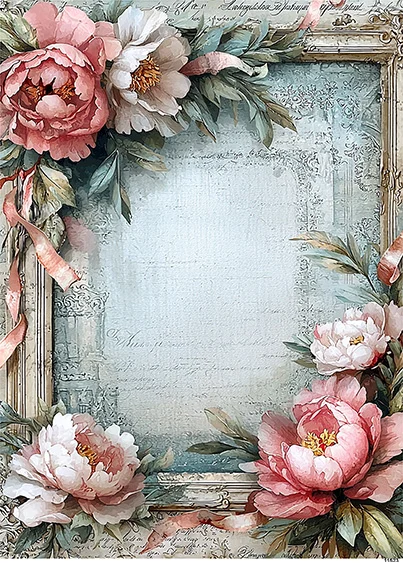 CN11523 Peonie Ramka Ozdobna