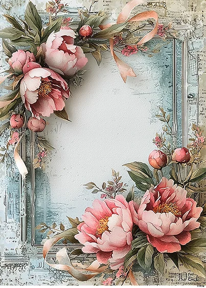 CN11524 Peonie Ramka Ozdobna