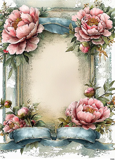 CN11525 Peonie Ramka Ozdobna
