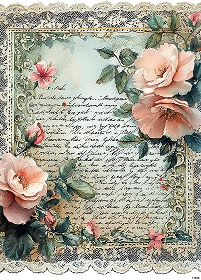 CN11535 Peonie List Ramka Ozdobna