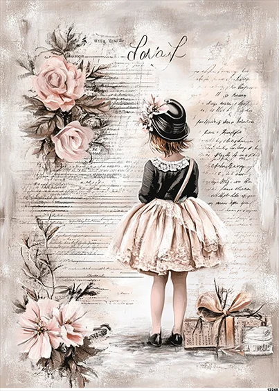 CN12248 Dziewczynka List Kwiaty